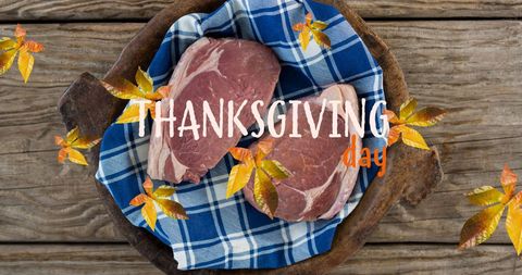 Thanksgiving day with autumn leaves and meat