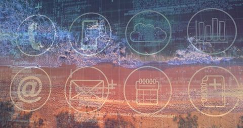 Abstract Cybersecurity Interface at Scenic Shoreline