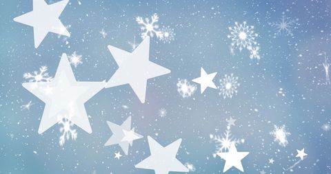 Snowflakes and Stars on Winter Blue Background for Christmas Celebration