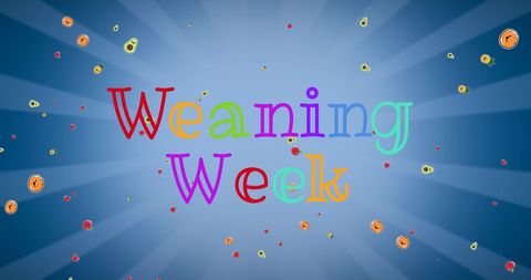 Colorful Weaning Week Celebration with Floating Fruits - Download Free Stock Images Pikwizard.com