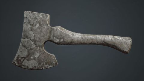 Weathered Metal Axe with Textured Finish and Corrosion