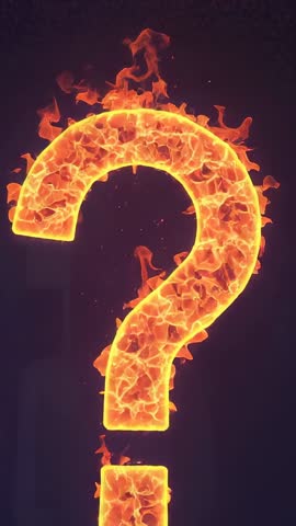 Pulsing Fiery Question Mark Burning with Molten Lava Core in Vertical Loop