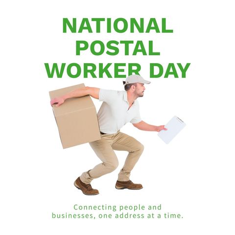 Celebrating National Postal Worker Day with Dedicated Courier - Download Free Stock Templates Pikwizard.com