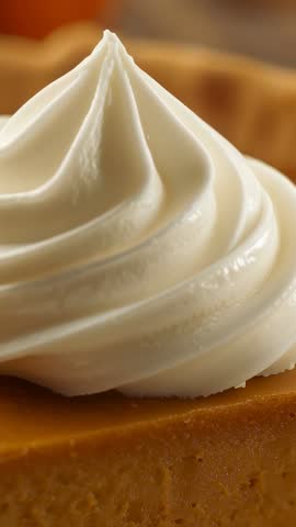 Whipped Cream Swirl Crowning Pie Filling Close-Up Vertical Video for Food Advertising
