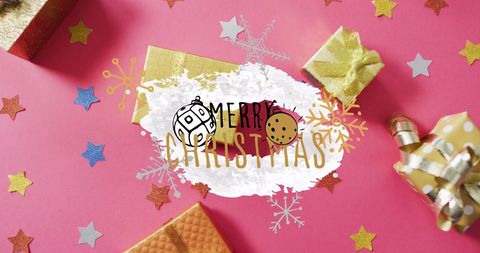 Colorful Christmas Decorations with Wrapped Gifts