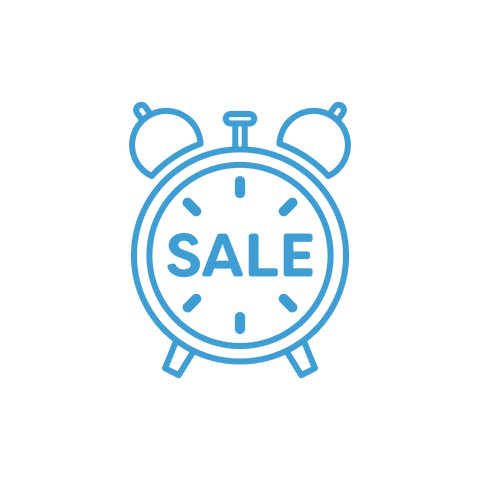 Transparent Blue Alarm Clock Icon with Sale Message - Download Free Stock Videos Pikwizard.com
