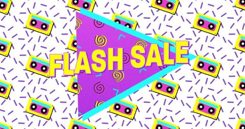 Retro Eighties Flash Sale Advertisement with Vibrant Colors