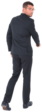 Businessman Walking Away Searching on Transparent Background Vector
