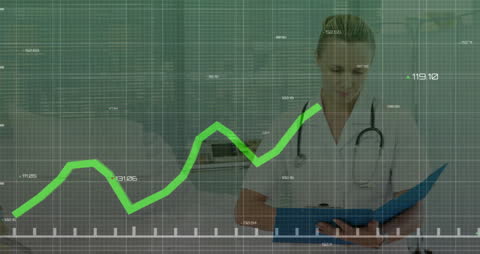 Caucasian Female Doctor Analyzing Data for Healthcare Innovations