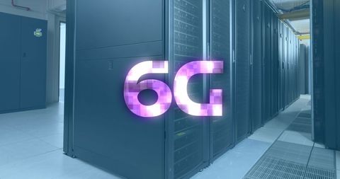 6G Technology Concept with Data Servers in Modern Data Center