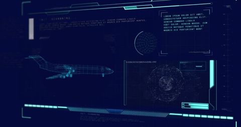 3D Airplane Wireframe with Data Processing Interface - Download Free Stock Images Pikwizard.com
