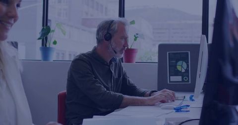 Senior Professional Engaging in Remote Office Collaboration