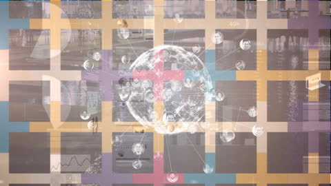 Global Financial Network with Data Graphics Overlay