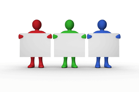 colorful transparent figures holding blank signs on gray background - Download Free Stock Videos Pikwizard.com