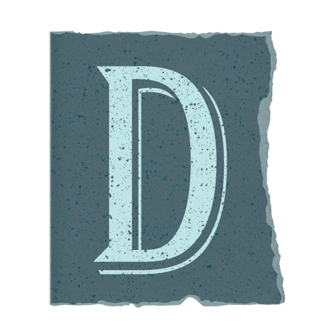 Vintage Stylized Capital Letter D with Grunge Texture on Transparent