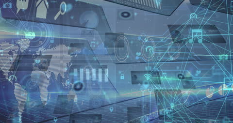 Global Network and Data Processing Conceptual Visualization