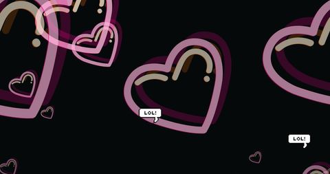 Playful Hearts and LOLs Black Background Digital Design - Download Free Stock Images Pikwizard.com