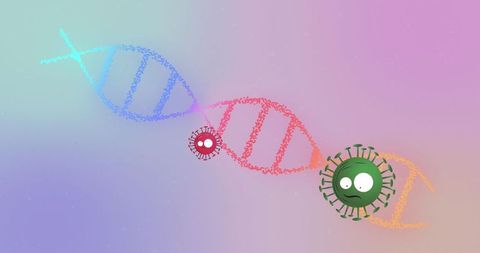 DNA Helix with Viruses in Modern Scientific Illustration - Download Free Stock Images Pikwizard.com