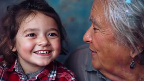 Grandparent and Child Sharing Warm Laughter Closeup Showing Intergenerational Bond