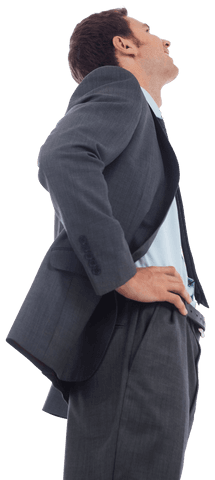 Cheerful Businessman Standing with Hands on Hips Transparent Background