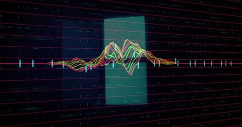 Futuristic Neon Waveform on Digital Screen