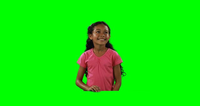 Happy Girl Smiling Against Green Screen for Easy Editing - Download Free Stock Images Pikwizard.com