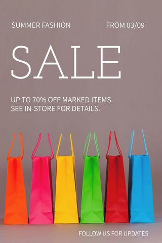 vibrant shopping bags highlighting seasonal sale announcement - Download Free Stock Templates Pikwizard.com
