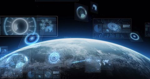 Digital Data Interface Network Over Globe Horizon - Download Free Stock Images Pikwizard.com