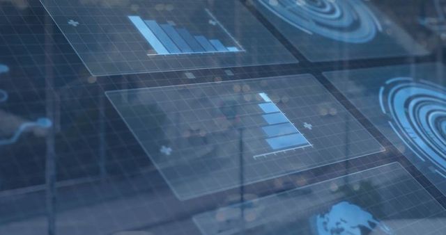 Holographic Bar Graph on Digital Grid with Futuristic Analytics