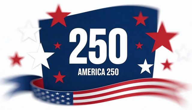 America 250 patriotic banner celebrating 250th anniversary stars stripes usa