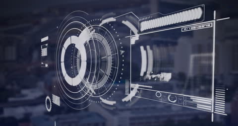 Digital Interface Over Cityscape with Data Analytics