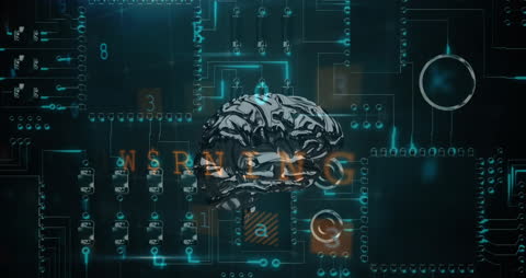 Digital Brain and Circuit Board Abstract Animation