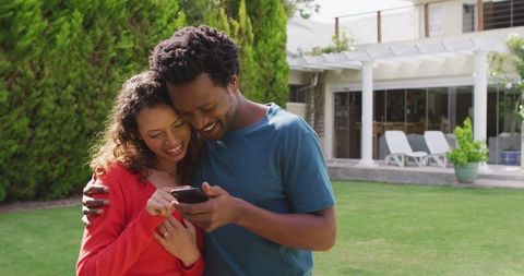 Happy Interracial Couple Celebrating Engagement Outdoors - Download Free Stock Images Pikwizard.com