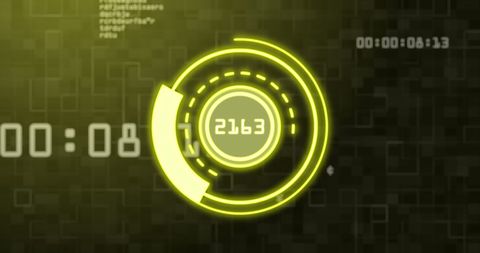 Futuristic data process interface with scanning and numbers