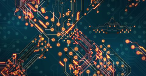 Abstract Glowing Circuit Board Pattern with Bright Connections - Download Free Stock Images Pikwizard.com
