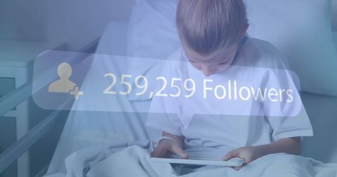 Child Patient Challenging Boredom with Tablet In Hospital Setting