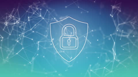 Digital Security Lock Icon on Network Background