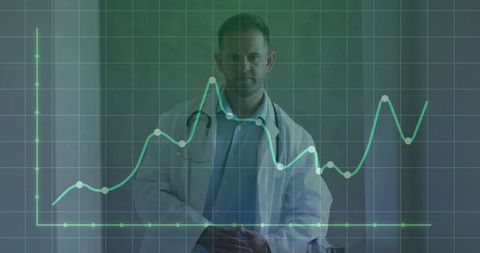 Doctor Evaluating Animated Medical Data Insights