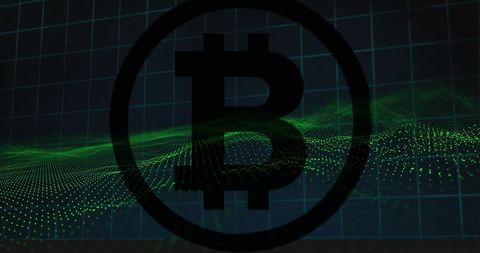 bitcoin logo with digital green data waves - Download Free Stock Images Pikwizard.com