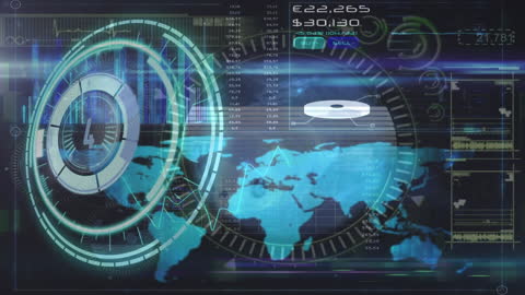 Hi-Tech Animation with Data Visualization over World Map