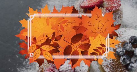 Autumn Leaves Frame Overlay on Stack of Pancakes - Download Free Stock Images Pikwizard.com