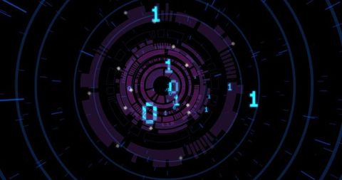 Futuristic Binary Code Interface with Digital Rings