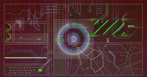 Futuristic Digital Interface with Circuit Patterns and Data Visualization - Download Free Stock Images Pikwizard.com