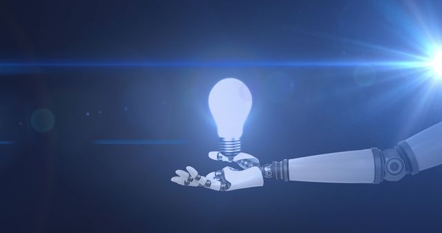 Robotic Hand Holding Light Bulb Symbolizing Innovation - Download Free Stock Images Pikwizard.com