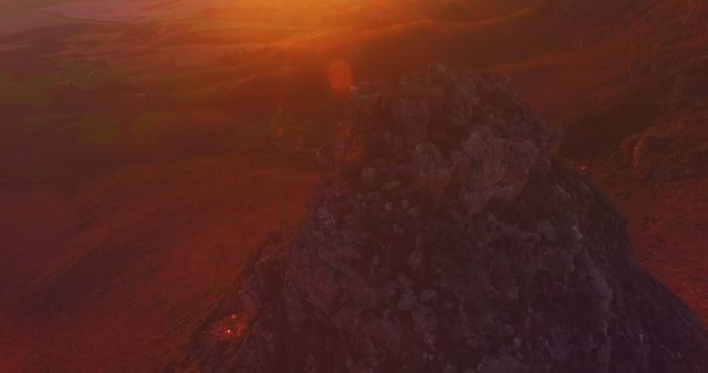 Aerial view of a mountain during dusk 4k