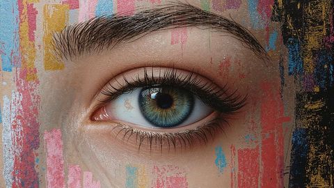 Vibrant Art Journey: Eye Blends with Abstract Paint Strokes