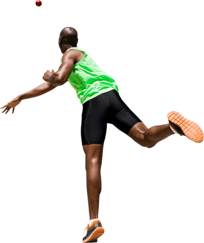 African American Sportsman Playing Handball on Transparent Background