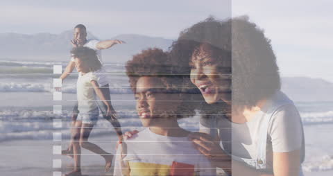 Family Enjoying Time Together at Beach with Overlay