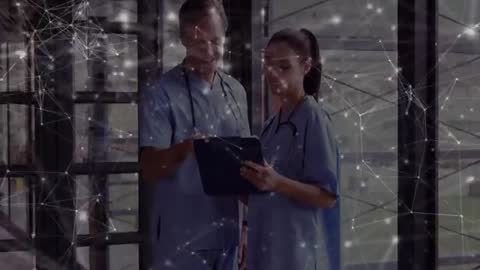 Healthcare Professionals Analyzing Patient Data with Technology Integration