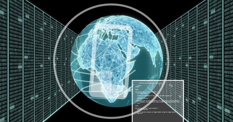 Futuristic Digital Globe with Network Connections Over Code - Download Free Stock Images Pikwizard.com